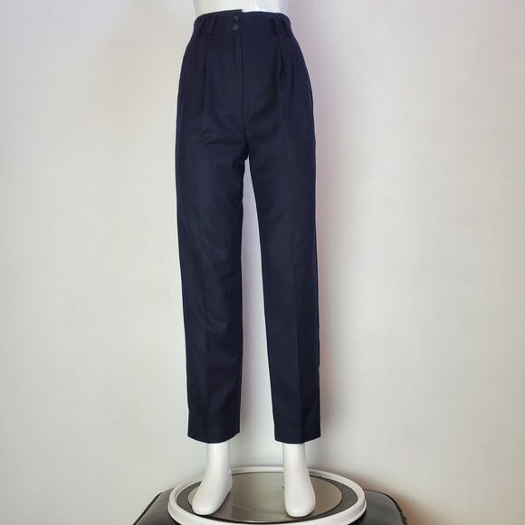 Vintage 80s Rafaella Navy 100% Wool Trousers - Picture 1 of 9
